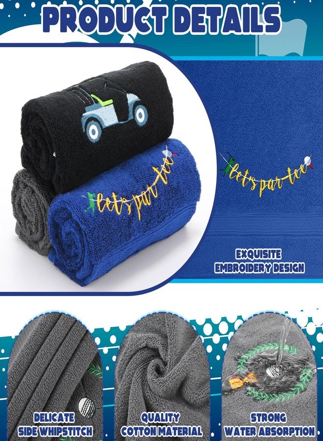 Remagr 3 Pack Golf Hand Towels Gifts for Women Men Dad Funny Embroidered Towels Absorbent Golf Retirement Gifts Accessories for Bathroom Kitchen Gym Hotel Spa Sport(Black, Gray, Blue,Men's Style) - Image 3