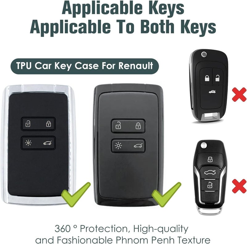 كاست ويف غطاء TPU لمفتاح سيارة رينو 4 أزرار، حامل بطاقة ذكية بدون مفتاح، مناسب لسيارات كليو/ميغان/كادجار/كابتور/داسيا داستر، بديل حماية TPU لمفتاح السيارة، حافة ذهبية زرقاء - Image 5