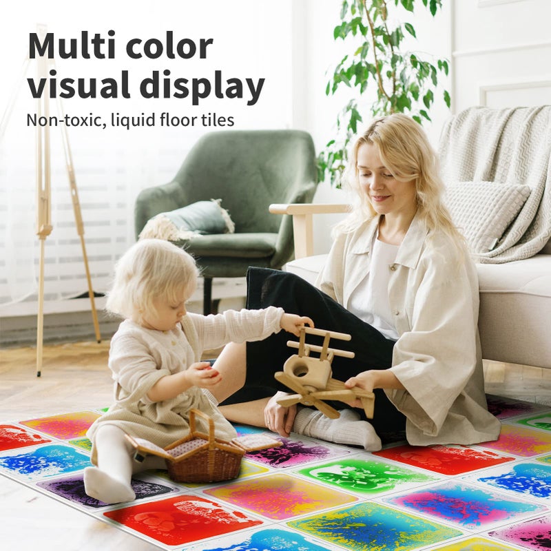 Art3d Liquid Fusion Activity Play Mat for Kids, Pack of 9 Tiles 12" X 12", Multi-Color - Image 2