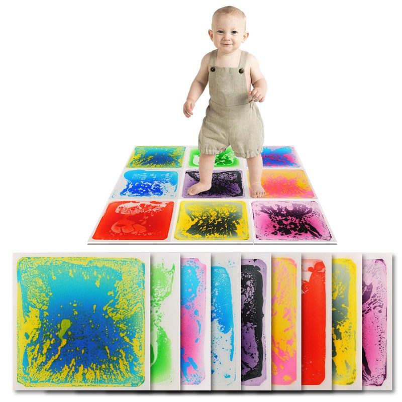 Art3d Liquid Fusion Activity Play Mat for Kids, Pack of 9 Tiles 12" X 12", Multi-Color - Image 1