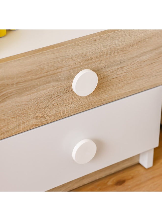 DANUBE HOME طاولة جانبية ستانلي ذات درجين | طاولة سرير متعددة الوظائف لتوفير المساحة تصميم حديث للأثاث لغرفة النوم L68xW65xH125-131cm - بلوط سونوما وأبيض - Image 4