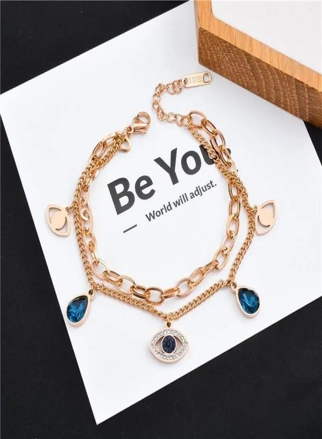 MEENAZ evil eye bracelet for woman Evil Eye Bangles for women Anti Tarnish Stylish Adjustable hand Rose gold Bracelet for girls Kada for Women Magnet Accessories Jewellery friendship crystal -647 - Image 2