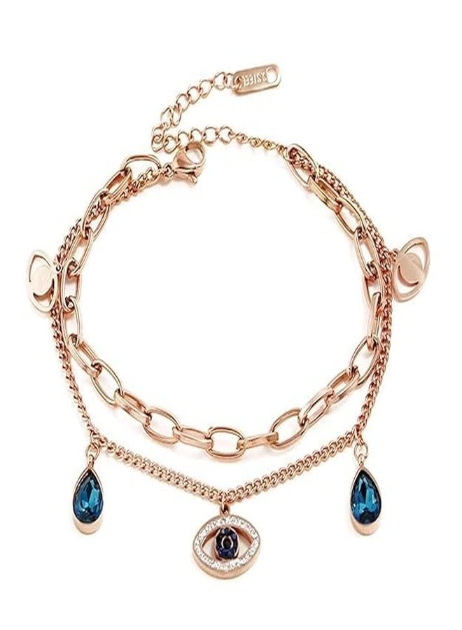 MEENAZ evil eye bracelet for woman Evil Eye Bangles for women Anti Tarnish Stylish Adjustable hand Rose gold Bracelet for girls Kada for Women Magnet Accessories Jewellery friendship crystal -647 - Image 1