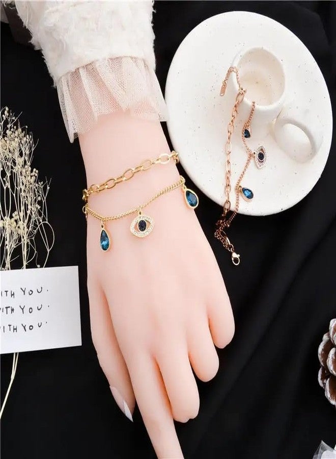MEENAZ evil eye bracelet for woman Evil Eye Bangles for women Anti Tarnish Stylish Adjustable hand Rose gold Bracelet for girls Kada for Women Magnet Accessories Jewellery friendship crystal -647 - Image 4