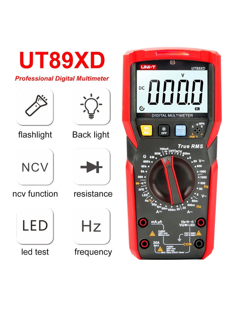 UNI-T UT89XD Professional Digital Multimeter True RMS NCV 20A Current AC DC Voltmeter Capacitance Resistance Tester  - Image 3