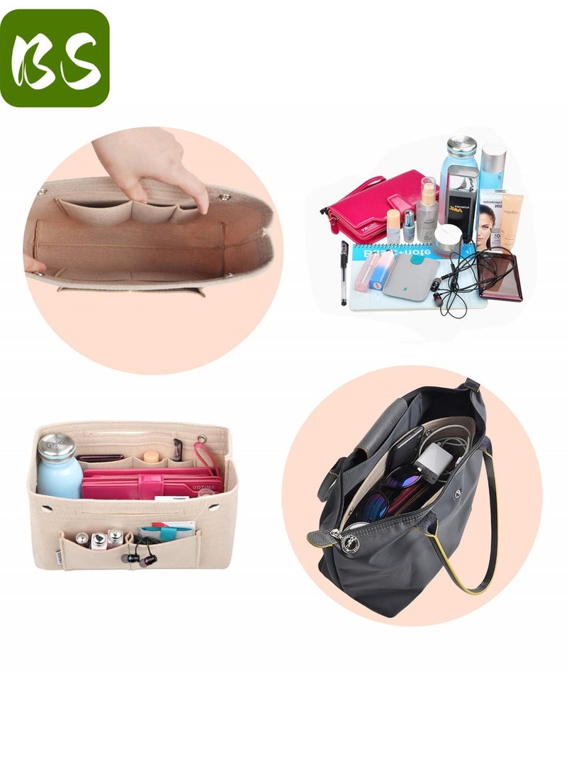 بي إس حقيبة متعددة الاستخدامات من اللباد | بطانة لتنظيم حقائب اليد النسائية | حقيبة تخزين من اللباد | مساحات تخزين متعددة لتصميم منظم، وداعًا للفوضى | خامة لباد عالية الجودة، خفيفة الوزن، وتوفر حماية داخلية | تصميم صغير يناسب جميع أنواع حقائب اليد - Image 5