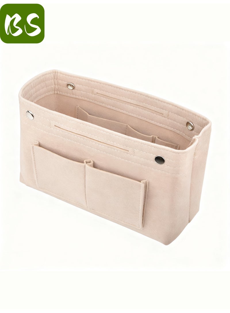 بي إس حقيبة متعددة الاستخدامات من اللباد | بطانة لتنظيم حقائب اليد النسائية | حقيبة تخزين من اللباد | مساحات تخزين متعددة لتصميم منظم، وداعًا للفوضى | خامة لباد عالية الجودة، خفيفة الوزن، وتوفر حماية داخلية | تصميم صغير يناسب جميع أنواع حقائب اليد - Image 1