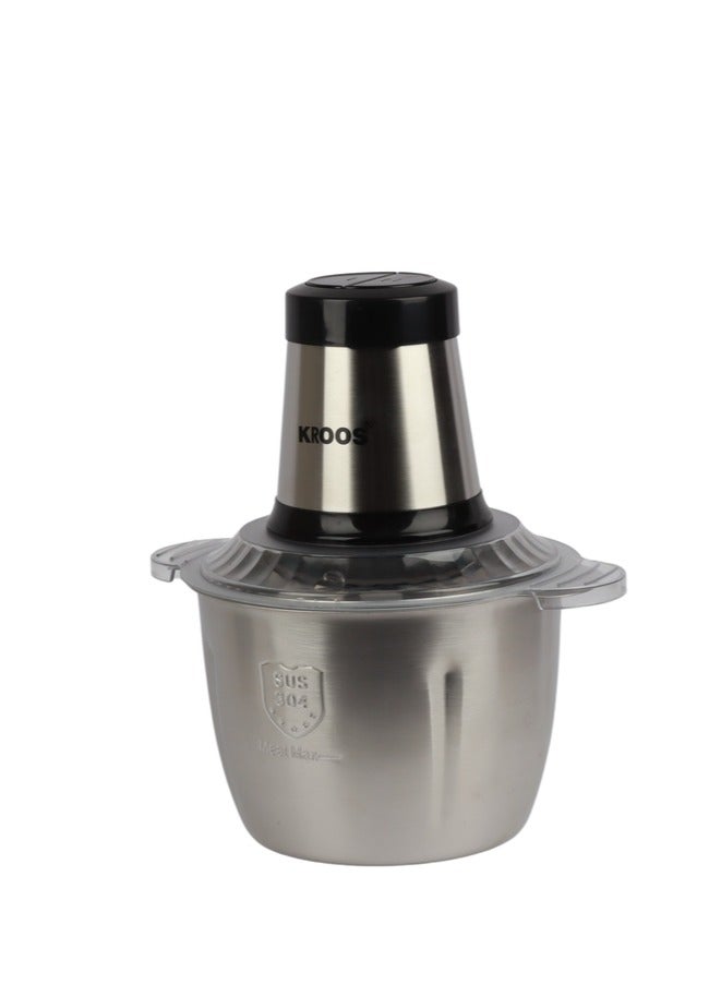 كروس مفرمة لحم كهربائية من الفولاذ المقاوم للصدأ سعة 3 لتر، سرعتان قابلة للتعديل، قوة 400  واط 4 شفرات تقطيع - Image 1