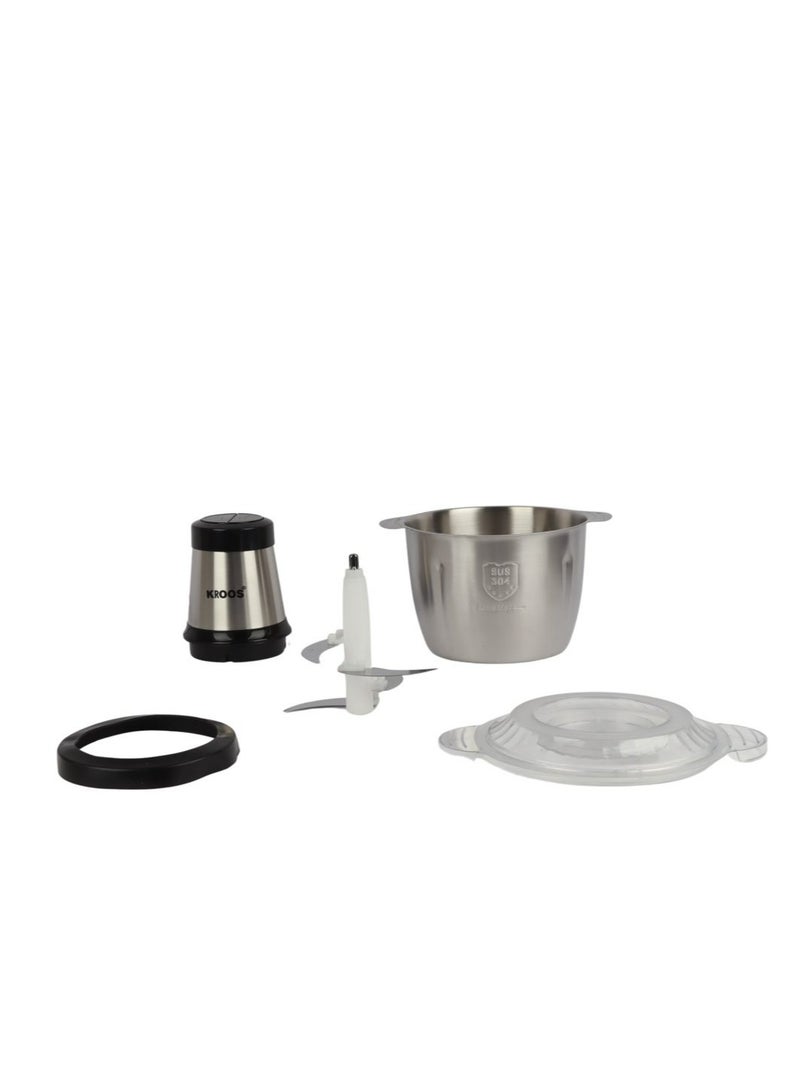 كروس مفرمة لحم كهربائية من الفولاذ المقاوم للصدأ سعة 3 لتر، سرعتان قابلة للتعديل، قوة 400  واط 4 شفرات تقطيع - Image 3