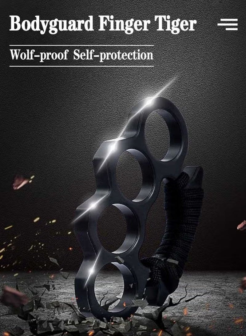 سميكة إصبع النمر ملفوفة حبل قبضة حديدية رئيس الدفاع عن النفس أربعة أصابع مشبك اليد - Image 2