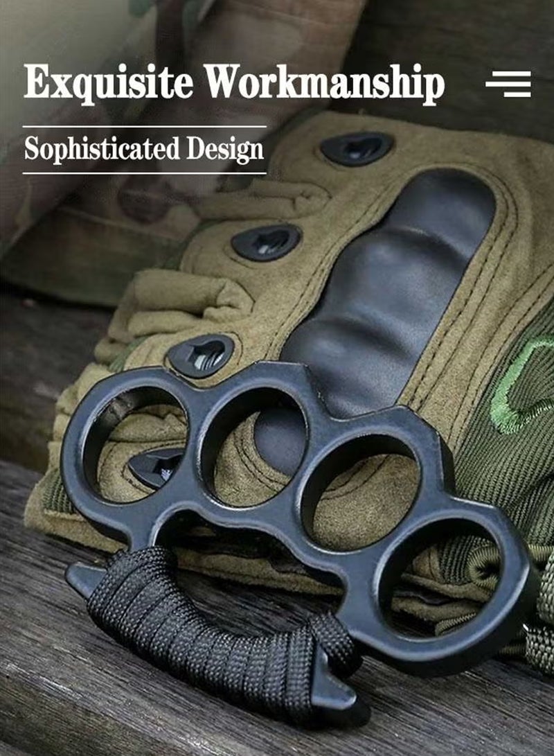 سميكة إصبع النمر ملفوفة حبل قبضة حديدية رئيس الدفاع عن النفس أربعة أصابع مشبك اليد - Image 3