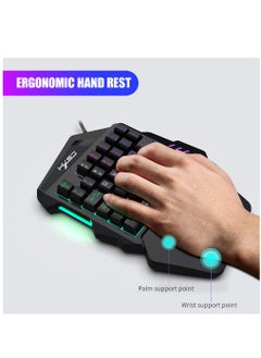 HXSJ Wired RGB Gaming Mouse 35 Keys Single-hand Gaming Keyboard Portable Android Keyboard Mouse Converter Combo  - Image 4