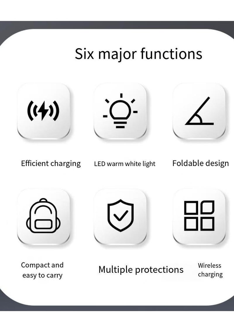 general Magnetic three in one wireless charger, foldable three in one wireless charger, suitable for mobile phone 15th generation charger (black upgraded version) - Image 4