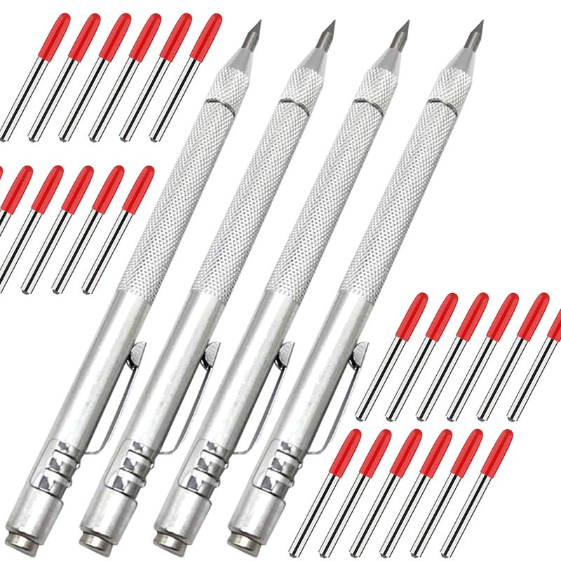 NEPAK 4 Pack Metal Scribe Tool,Tungsten Carbide Scriber Pen with Magnet, for Machinist,Engraving,Welding(with 24 Marking Tips) - Image 1
