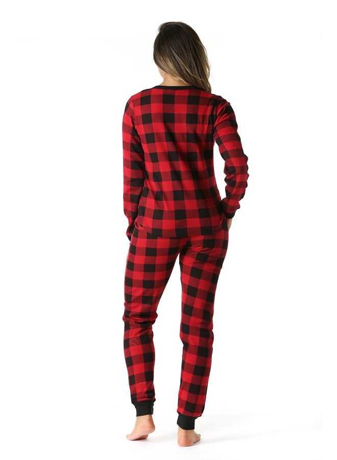 #followme 2 Piece Base Layer Thermal Underwear Set for Women, Red / Black Buffalo Plaid, M - Image 3