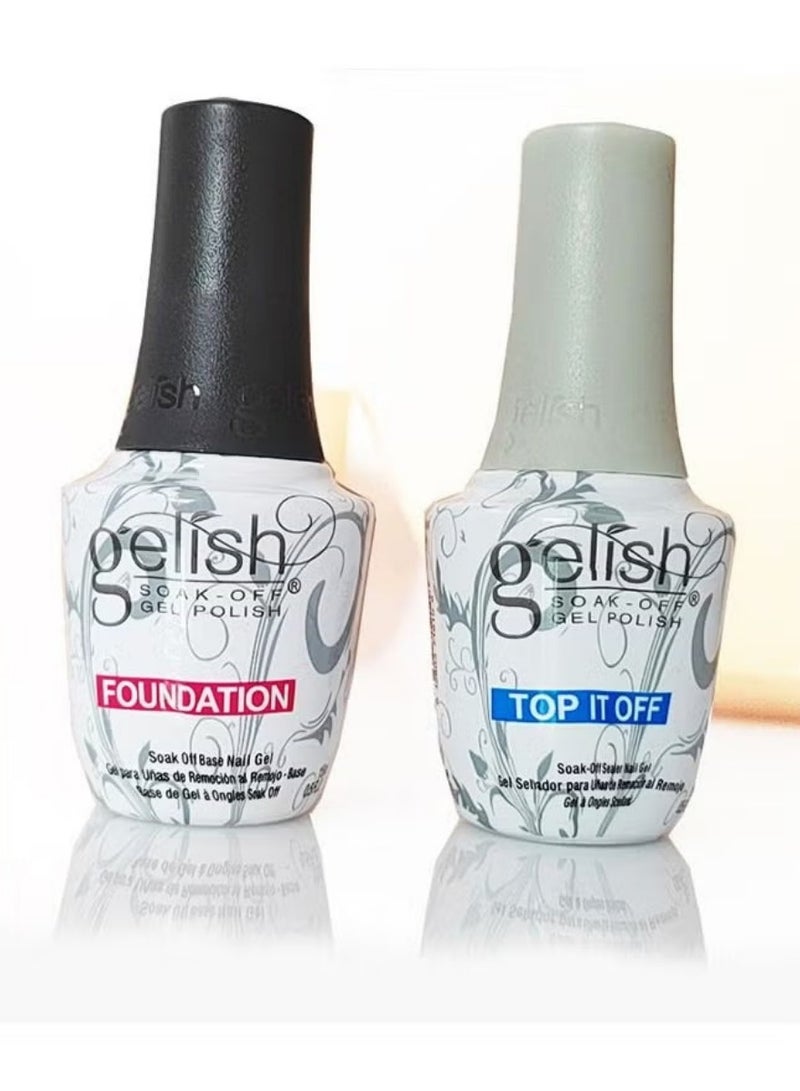 Gelish Long-Lasting Shine Nail Polish Set – No-Wipe Top & Base Coat – UV/LED Quick-Dry Gel Varnish – Soak-Off Formula - Image 2