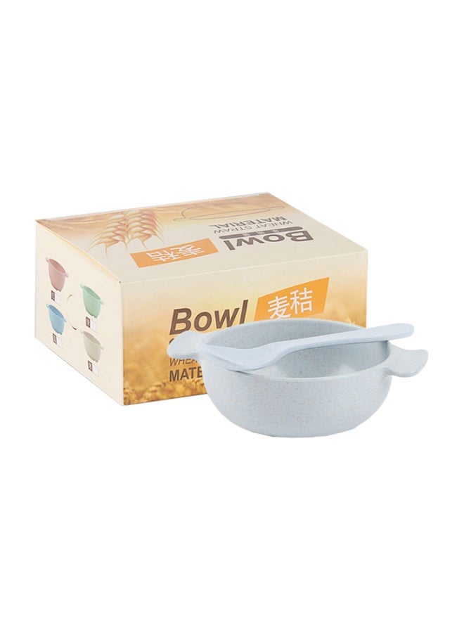 NIBEMINENT 2-Piece Wheat Straw Bowl Spoon Set Blue 14 x 12 6.7cm