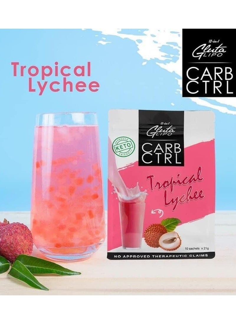 Gluta Glutalipo 12 in 1 CARB CTRL, 10 Sachets (Tropical Lychee) 