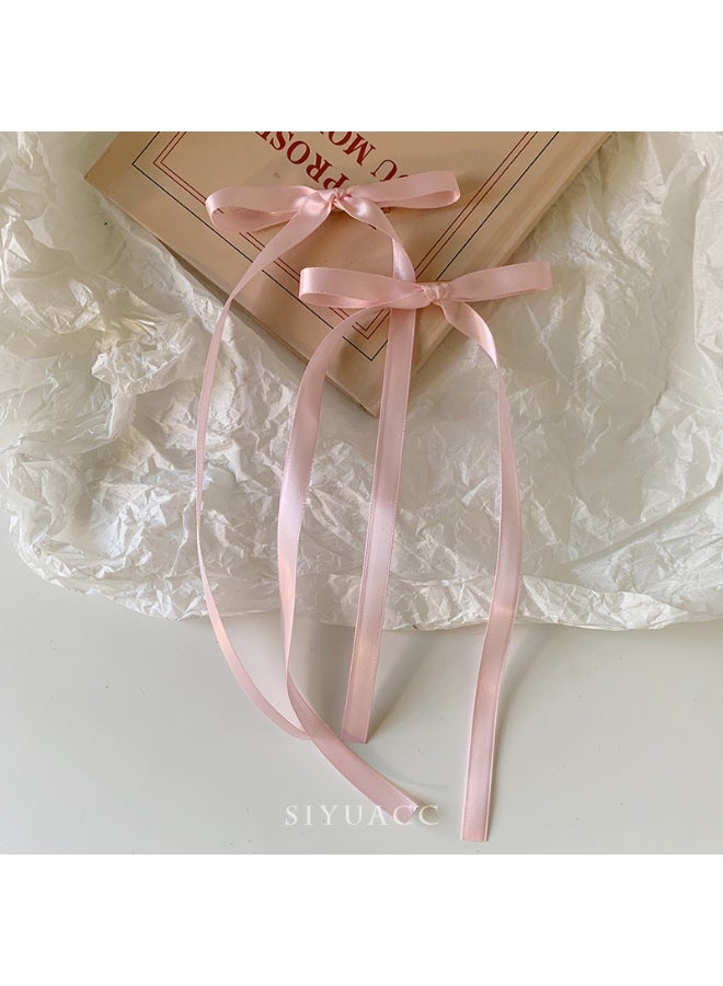2 Pieces Long Pink Bowknot Hair Clips for Women Girls, Cute Bows Hair Ribbon Alligator Clips, Charming Hair Accessories for Every Occasion - Image 1