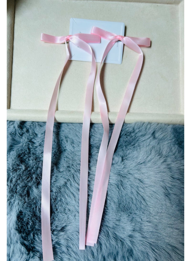 2 Pieces Long Pink Bowknot Hair Clips for Women Girls, Cute Bows Hair Ribbon Alligator Clips, Charming Hair Accessories for Every Occasion - Image 3