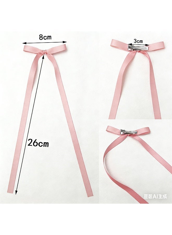 2 Pieces Long Pink Bowknot Hair Clips for Women Girls, Cute Bows Hair Ribbon Alligator Clips, Charming Hair Accessories for Every Occasion - Image 5