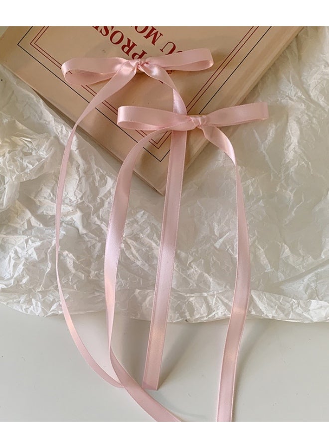 2 Pieces Long Pink Bowknot Hair Clips for Women Girls, Cute Bows Hair Ribbon Alligator Clips, Charming Hair Accessories for Every Occasion - Image 1