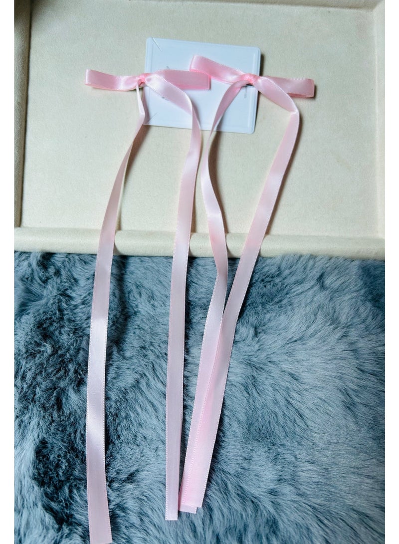 2 Pieces Long Pink Bowknot Hair Clips for Women Girls, Cute Bows Hair Ribbon Alligator Clips, Charming Hair Accessories for Every Occasion - Image 2