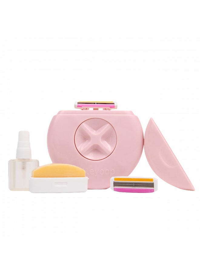 ALLEYOOP Alleyoop Portable Travel Razors For Women - Perfect For Touch Ups On-The-Go - Includes Refillable Blades, MoisturizingBar & Water Spray Bottle - Safe For All/Sensitive Skin Types (Dusty Pink)  - Image 1