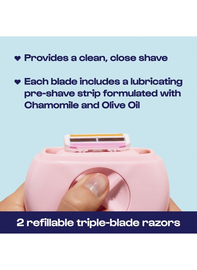 ALLEYOOP Alleyoop Portable Travel Razors For Women - Perfect For Touch Ups On-The-Go - Includes Refillable Blades, MoisturizingBar & Water Spray Bottle - Safe For All/Sensitive Skin Types (Dusty Pink)  - Image 3