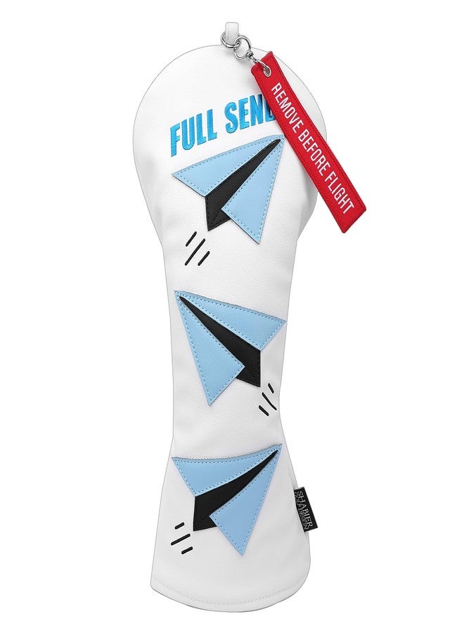 SHABIER White Golf Driver Headcover with Blue Airplane Design for Golf Driver Club - Image 1