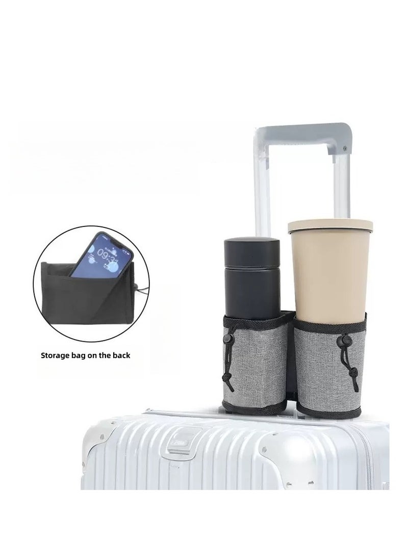 Luggage Cup Holder, Luggage Travel Cup Holder Luggage Drink Holder Gathering Two Coffee Mugs for Rolling Suitcase Small Travel Bag Cup Bag - Image 1
