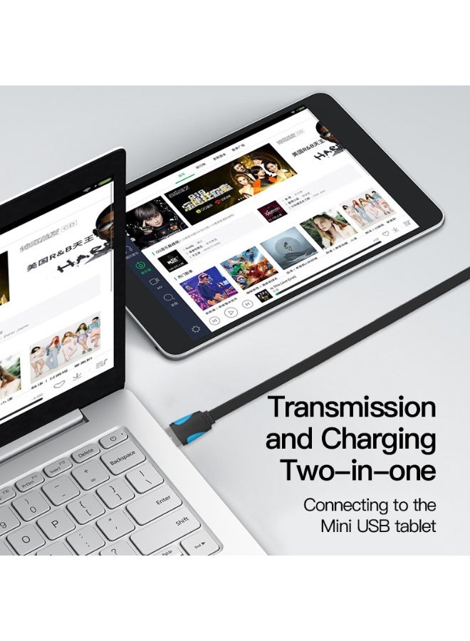 VENTION Flat USB2.0 A Male to Mini 5 Pin Male Cable 0.25M Black Model - Image 4