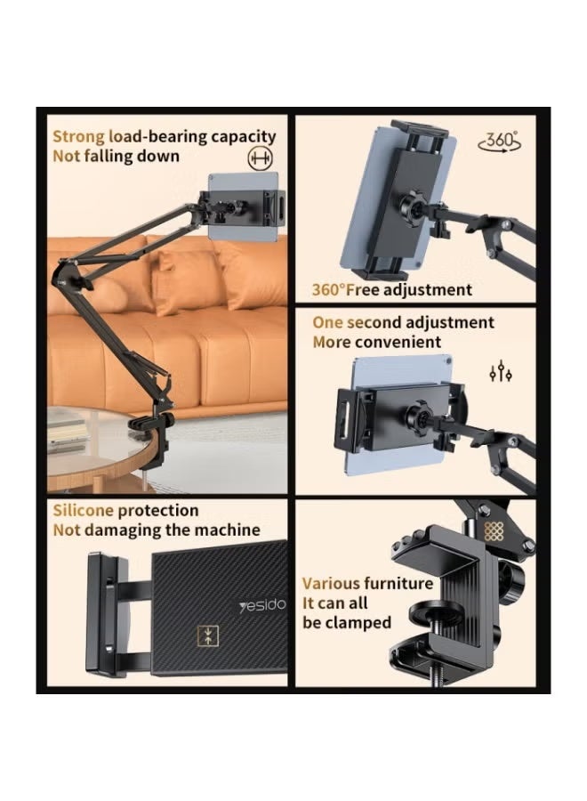 Yesido C296 Desktop Phone Holder Stand, 360° Adjustable Folding Shaft, Foldable Mobile Phone Stand, Universal Smartphone Holder with Stable Desktop Base, Adjustable Viewing Angle, Compact Portable Design for Desk, Office, Home, Work, Study & Video Calls - Image 3