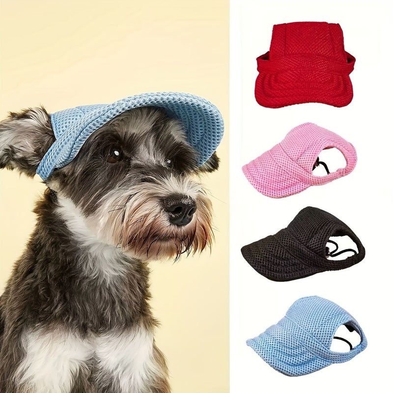 Breathable Red Mesh Sun Hat for Dogs UV Protection Casual Style Outdoor Use - Image 1