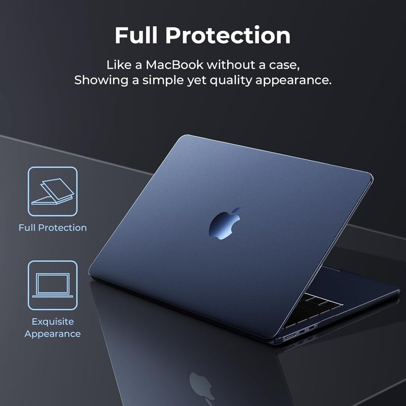 Eoocoo Case Compatible for Macbook Air 13.6 inch M5 M4 M3 M2 A3449 A3240 A3113 A2681,2026 2025-2022 Release,[Ultra-thin] Translucent Matte Protective Hard Shell Cover,Original Texture-Midnight Clear - Image 4