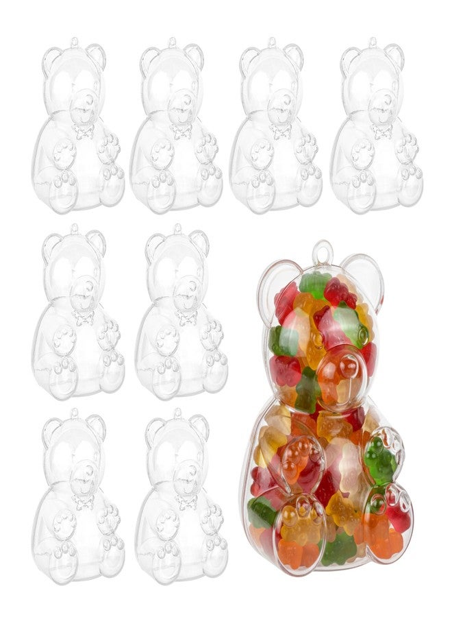 Hammont Clear Fillable Christmas Ornaments – Large Bear Shaped Reusable Holiday Candy Gift Box for Tree Décor, Candy, Crafts & Party Favors (9 Pack - Image 1