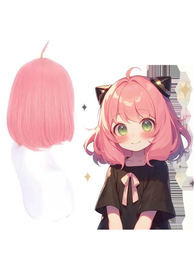 general SPY×FAMILY Anya Forger Cosplay Wig Pink Hairy Bob Head Wig Full Headgear - Image 3