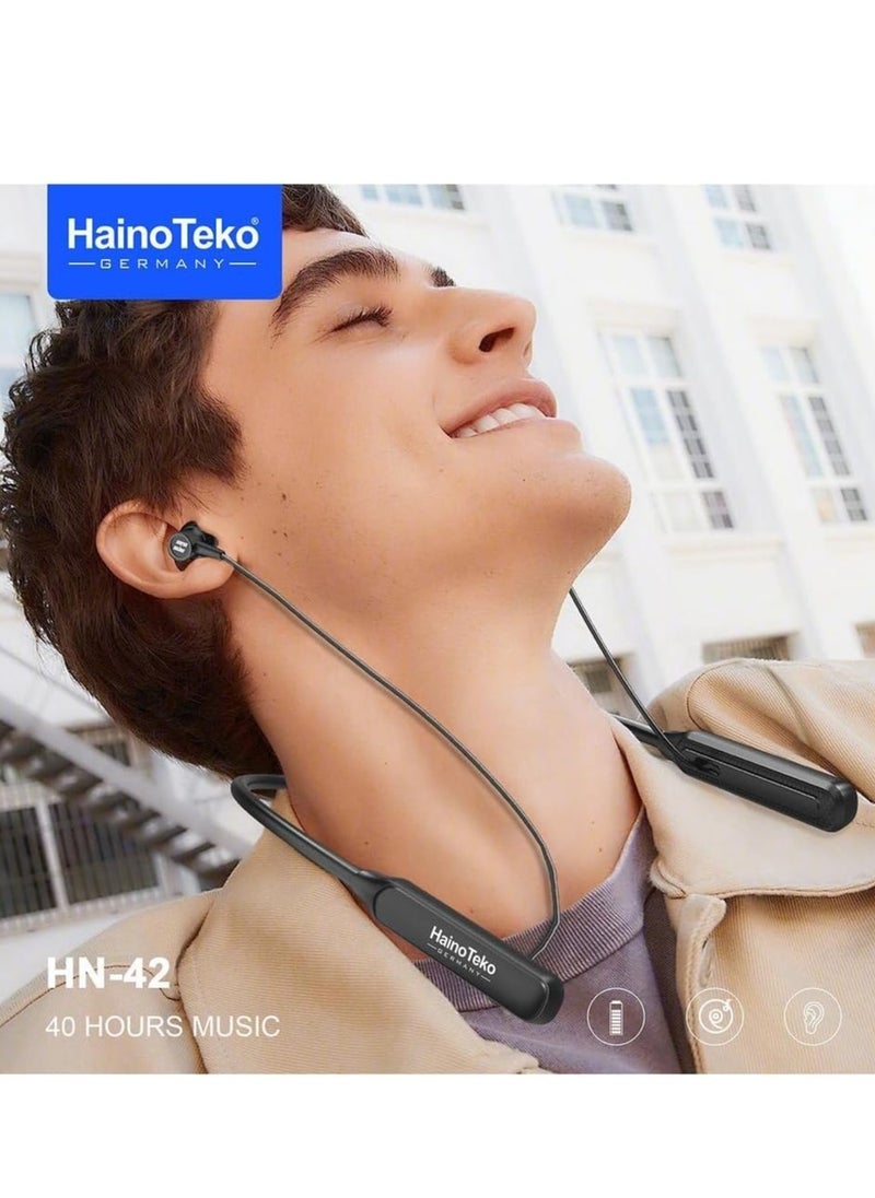 Haino Teko Germany Wireless Earphones, Neckband Design, Clear Mic, High Bass Sound, Multi-Function Button Control, Sweat-Proof, Long Battery Life, Comfortable Fit, Bluetooth 5.0 Earbuds for Sports & Calls - Image 3
