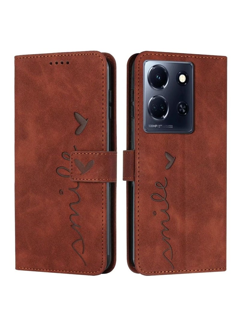 Premium Leather Wallet Case for Infinix Note 30 - Flip Folio Book Cover with Card Slots, Kickstand & Magnetic Closure, Shockproof Full Body Protection (Brown) - Image 1