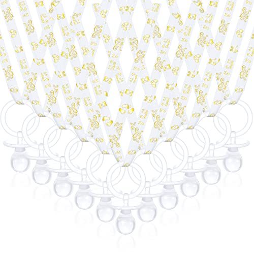 Junkin 60 Pieces Baby Shower Pacifiers Necklace Acrylic Pacifiers Necklace Charm for Baby Shower Party Favors Decorations, Women Style(White, Gold) - Image 1