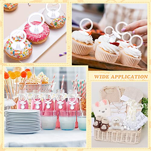 Junkin 60 Pieces Baby Shower Pacifiers Necklace Acrylic Pacifiers Necklace Charm for Baby Shower Party Favors Decorations, Women Style(White, Gold) - Image 5