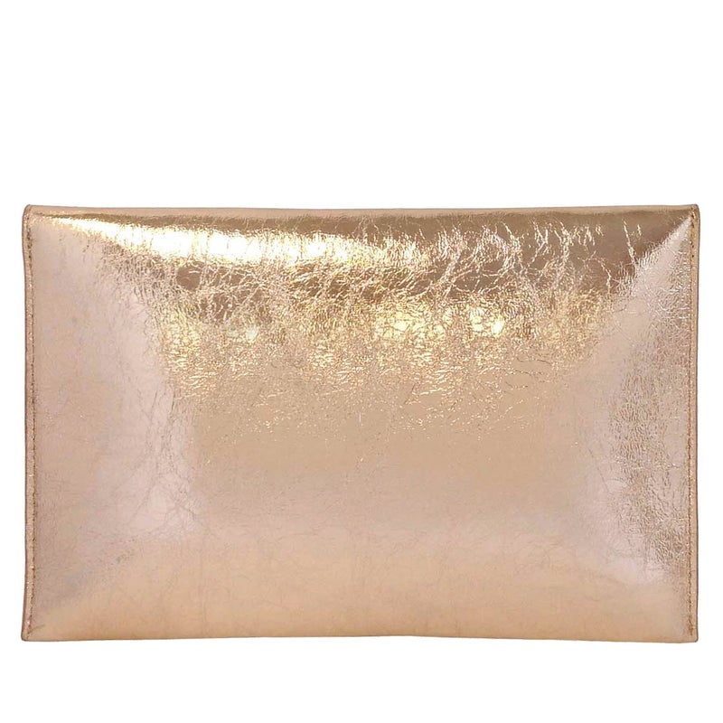 JNB Crushed Metallic Envelope Clutch, Rose Gold - Image 2