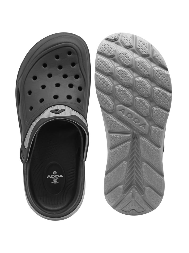 Adda TM-Stride Black & Grey Arch Support Men Clogs - Image 2