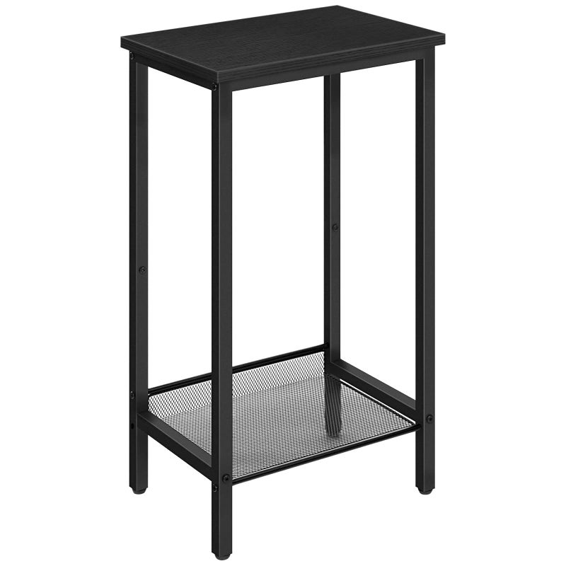 HOOBRO Tall Side Table, Industrial End Telephone Table with Adjustable Mesh Shelves, for Living Room, Bedroom, Entryway, Office, Black BB03DH01 - Image 1
