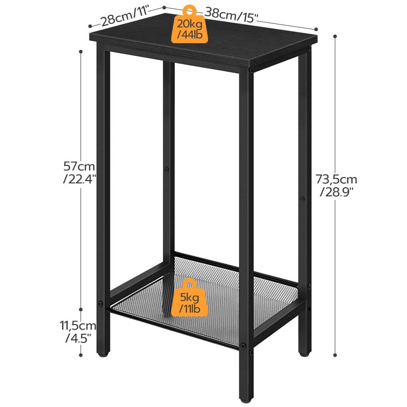 HOOBRO Tall Side Table, Industrial End Telephone Table with Adjustable Mesh Shelves, for Living Room, Bedroom, Entryway, Office, Black BB03DH01 - Image 5