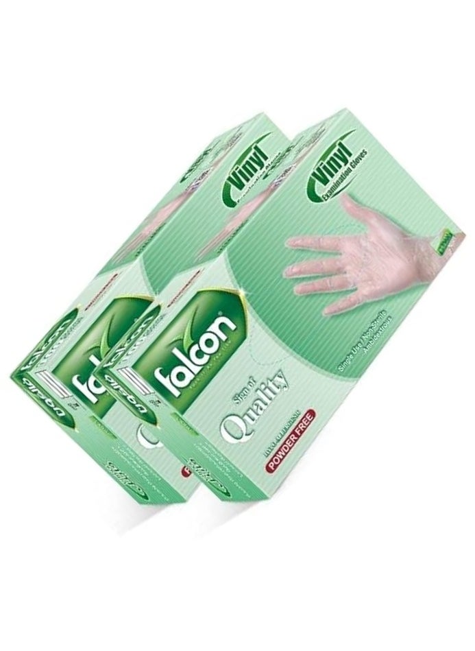 Falcon Pack of 2 Vinyl Gloves - Clear Powder Free- Extra Large  - Image 1