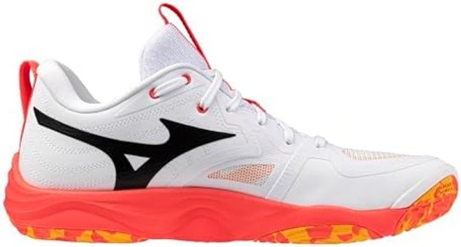 Mizuno Unisex Adult Wave Momentum 4 Elite Volleyball Shoe - White/Fiery Coral - Image 4