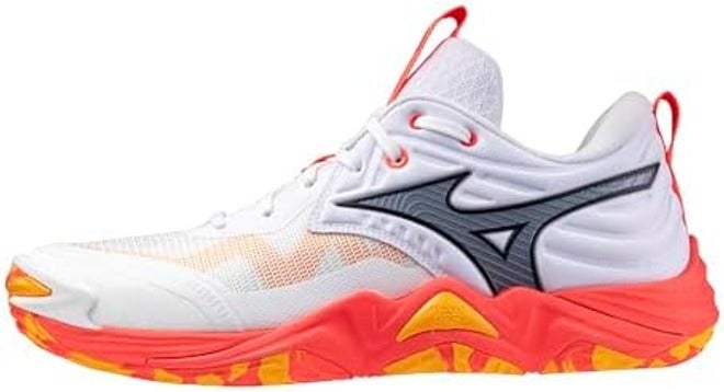 Mizuno Unisex Adult Wave Momentum 4 Elite Volleyball Shoe - White/Fiery Coral - Image 3