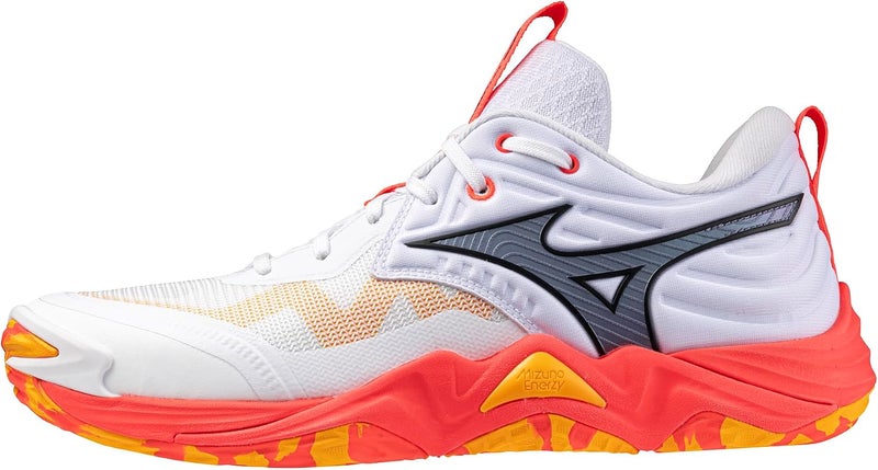 Mizuno Unisex Adult Wave Momentum 4 Elite Volleyball Shoe - White/Fiery Coral - Image 1