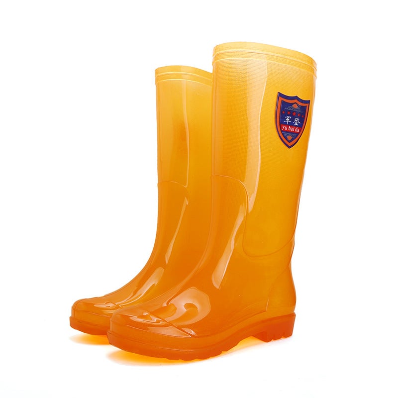 High-Top Rain Boots Men'S And Women'S Non-Lining Quick-Drying Water Shoes Work Rubber Shoes Waterproof Golden Yellow Labor Protection Jieyang Rain Boots - Image 1